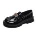 Black Small Leather Shoes Women's Retro New College Style Loafers Soft-soled Single Shoes Women_vogvips.com