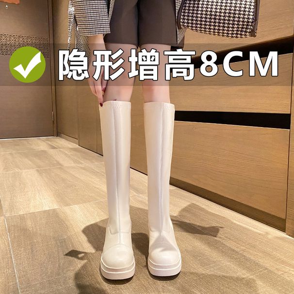 A2020-10 Soft Leather Over-the-Knee For Women 2025 Autumn Winter Style Hidden Wedge Slimming 32-33 Small Size Riding_vogvips.com