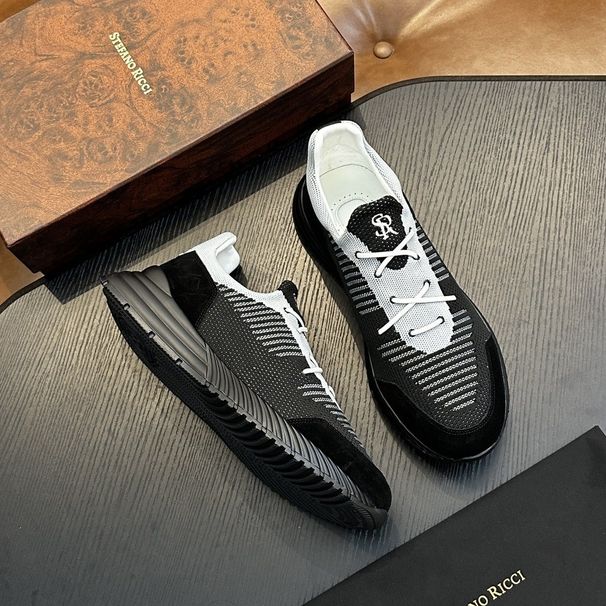 New Trendy Men's Summer Knitted Comfortable Breathable Sneakers Slip-On Fashion Casual Shoes SR_vogvips.com