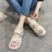 Platform Sandals Handmade Women Lattice Hook Loop Plaid Cloth Round Toe Summer Casual Ladies Outdoor Shoes_vogvips.com