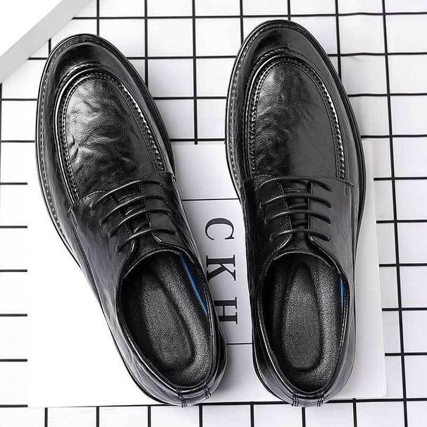 TerraStride Men's New Spring Autumn Hand-Scraped Business Casual British Korean Style Work Groom Wedding Leather Shoes_vogvips.com