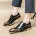 ShoeVault Men's Leather Business Formal Casual Fashion Versatile Groom Wedding Square Toe British Style Retro Oxford Derby Shoes_vogvips.com