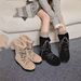 Fashion Versatile Furry Lace-up Boots For Women 2025 New Thick Sole Heightening Fleece Lined Thickened Warm Northeast_vogvips.com