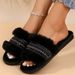 Bling Weave Pattern Fur Slippers Women 2025 Mix Color Faux Fur Plush Slides Woman Slip On House Flats Cotton Slippers Mu_vogvips.com