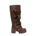 Women's Shoes New High Heels Thick Bottom Round Head Metal Rivets Two Way Wear Pile Knee High Boots Large Size Women's Shoes_vogvips.com