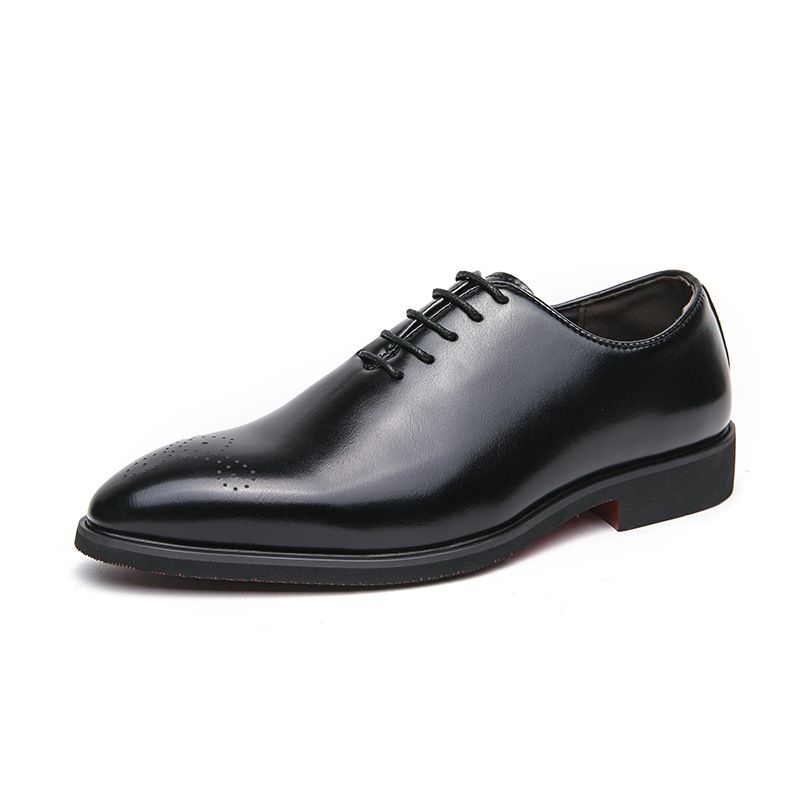 Men's Large Size Patent Casual Simple Lace-up Korean Style Business Formal Daily Leather Shoes_vogvips.com