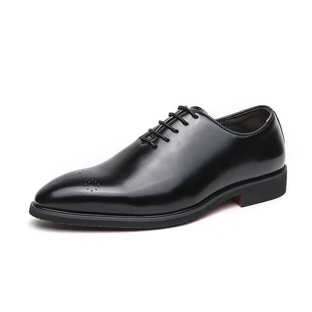 Men's Large Size Patent Casual Simple Lace-up Korean Style Business Formal Daily Leather Shoes_vogvips.com