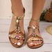 Women's Shoes Sandals 2025 Summer New Colorful Woven Beaded Round Toe Comfortable Flat Sandals_vogvips.com