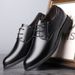 Suitable For All Seasons Shengkuang Plus Size Men's Business Black Pointed Toe Trendy Low-top Fashion Lace-up Leather Shoes_vogvips.com