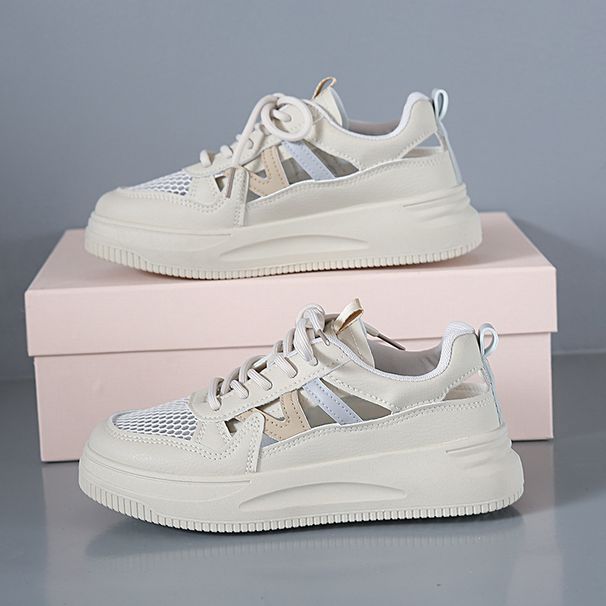 Korean Breathable Little White Shoes Women's Hollow Casual Board Shoes Thick-soled Versatile Muffin Shoes_vogvips.com