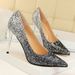 9219-10 Style Women's With High Heels, Shallow Mouth, Pointed Toe, Sexy And Slimming Nightclub Color Gradient Sequin_vogvips.com