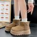 Women's Shoes Winter New Style Thick Soled Snow Boots For Women, Round Toe Fleece Lined Warm Slip On Boots_vogvips.com