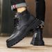 European Warm Series New Youth Autumn Winter Fashion Fleece-Lined Thick Sole Non-Slip Wear-Resistant Solid Color Lace-Up Large Cotton Martin_vogvips.com