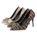 6289-25 Korean Style Fashion Color-Block Knitted Women's With Thin High Heels, Rhinestone Buckle, Pointed Toe, Slimming_vogvips.com