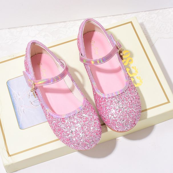 Children's single shoes baby Princess shoes Girl's glass shoes spring and autumn show white leather shoes_vogvips.com