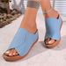 Large Thick Bottom Casual 2025 New One Word Solid Color Simple Fashion Fish Mouth Slippers_vogvips.com