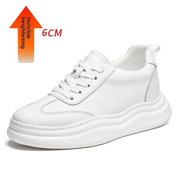 Height-increasing Men's Shoes Platform Muffin Shoes Inner Height-increasing Board Shoes Low-top Cowhide Surface Retro Sneakers_vogvips.com