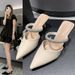Women's New Fashion Rhinestone Pointed Thin Heeled Sandals With High Heeled Shoes Outer Wear Sandals_vogvips.com