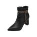Pointed Toe Chunky Khaki Belt Buckle Ankle For Women 2023 Autumn Winter New Professional OL High Heel Slim Boots_vogvips.com