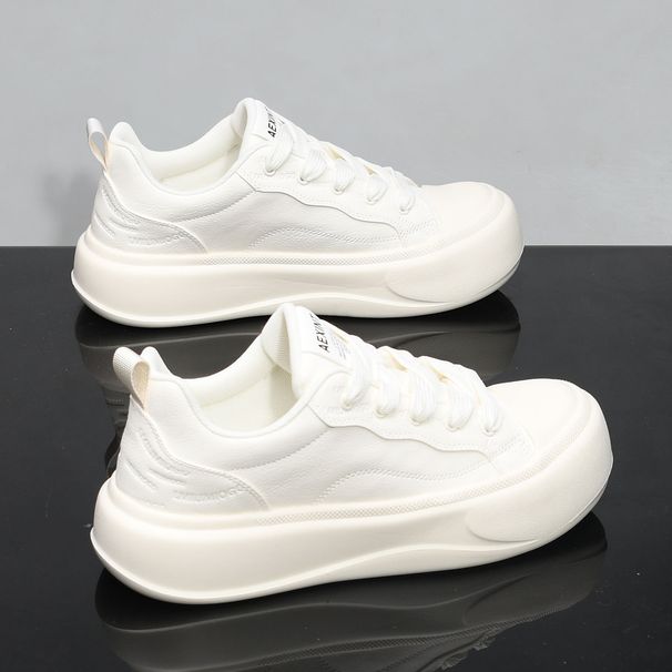 Men's Trendy Platform White Sneakers Breathable Casual Height Increasing Dad Shoes Spring Autumn Style 8873_vogvips.com