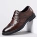 Suitable For All Seasons Men's Brogue Pointed Toe Carved Lace-up Business Formal Genuine Leather British Korean Style Hairstylist Wedding Shoes_vogvips.com