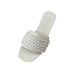 New-Style Pearl Flat Sandals Women, 2026 New Summer Model, High-End Beaded Casual Slippers For Outdoor Wear_vogvips.com