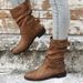 Winter Round Toe Mid Calf Smoking Boots For Women Plus Size Pleated Style In Stock New_vogvips.com