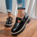 Retro Women's Leather Shoes British Style Hollowed out Buckle Loafers plus Size Spring New Style Dress Shoes_vogvips.com