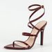 Women's Multi-line With Crossed Ankle Strap Pointed High Heeled Sandals Party Burgundy Heels_vogvips.com