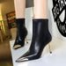 Fashion Women's Pointed Toe Boots With Metal Decor - Chunky Heel Ankle Boots For Fall Winter - Korean Style Comfortable Dress Boots_vogvips.com