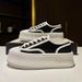 2025 Style Canvas For Women 2025 Spring Summer New Height Increasing Loafers Lace-up Platform Thick Sole White Shoes_vogvips.com