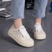 Platform Canvas Shoes Female Students Casual Half Drag White Shoes Breathable Versatile Board Shoes_vogvips.com