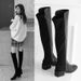 Black Women's 2023 Autumn Winter New Style Patchwork Long Petite Slimming High Tube Over-the-Knee Elastic Boots_vogvips.com
