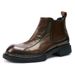 European Warm Series Calfskin For Men, Autumn And Winter Mid-Calf Round Toe Men's Boots, Thick-Soled Outdoor Martin Boots_vogvips.com