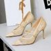 Women's Shoes Mesh Rhinestone Pearl Strappy High Heels Pointed Toe Low Cut Dress/Wedding Shoes Elegant Women's Shoes_vogvips.com