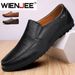 Genuine Leather Men Casual Luxury Brand Mens Loafers Moccasins Breathable Slip On Black Driving Shoes Plus Size 37-47_vogvips.com