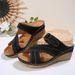 Large Size Car Stitching Lightweight Slope Heel Velcro Color Blocked Thick Soled Women, Sporty Cool Slippers For Women_vogvips.com