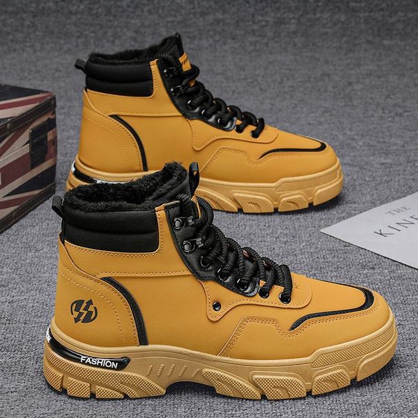Snow Boots Men's Winter Snow Boots Fleece Lined Waterproof Work Boots With Anti-Slip Sole Casual Hiking Shoes For Cold Weather_vogvips.com