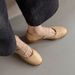 Elegant And Comfortable Sporty Ballet Mary Jane With Sheepskin Lining, Height-increasing, Mid-heel, Round Toe, Thick_vogvips.com