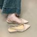 Lancui Rear Air Texture Patchwork French Style Closed-Toe Sandals For Women Spring Summer New Apricot Versatile Pointed_vogvips.com