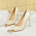 3739-35 Style Fashionable Women's With Shallow Mouth, Thin Heel, Iron Toe, Metal Pointed Toe Decoration, Super High_vogvips.com