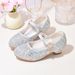 Children's glass shoes Spring and autumn fashion high-heeled girl princess shoes silver performance chorus of large children's single shoes_vogvips.com