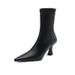 ~Korean Style Pointed Toe Stiletto High Heel Stretch Elegant Versatile Slim Autumn Winter Fleece-Lined Women's Boots_vogvips.com