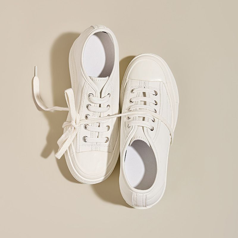 7cm Height-Increasing Women's German Training 2026 Summer New Versatile White Sneakers Thick-Soled Canvas Retro Casual_vogvips.com