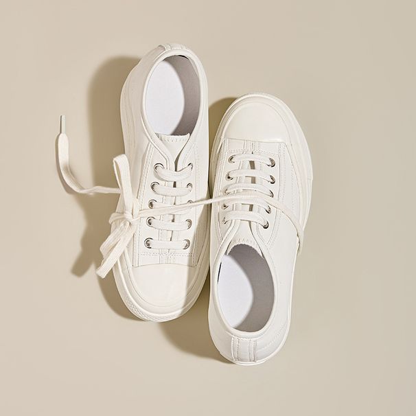 7cm Height-Increasing Women's German Training 2026 Summer New Versatile White Sneakers Thick-Soled Canvas Retro Casual_vogvips.com