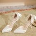 Women's Shoes Casual Business Wedding Party French Satin Apricot High Heels Stiletto Waterproof Platform Shoes Bow Pearl Strap Wedding Shoes_vogvips.com