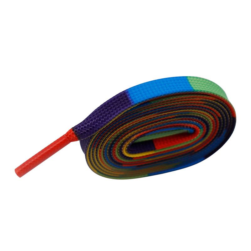 Rainbow Color Flat Shoelaces 7mm Suitable For Shoes Canvas Shoes Sneakers Accessories Rope_vogvips.com
