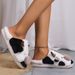 Winter Indoor Fluffy Slippers Unisex Cute Cartoon Cow Baotou Thick Warm Plush Cotton Couples Slippers Soft Comfortable House Shoes_vogvips.com