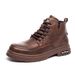 European Warm Series Martin Winter Genuine British Style High-top Leather Thick-soled Fleece-lined Short Mid-top Work Boots Men's Shoes_vogvips.com