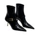 High Quality Pointed High-heeled Boots For Women 2025 New Autumn And Winter, Belt Buckle, Patent Leather Short Boots,_vogvips.com